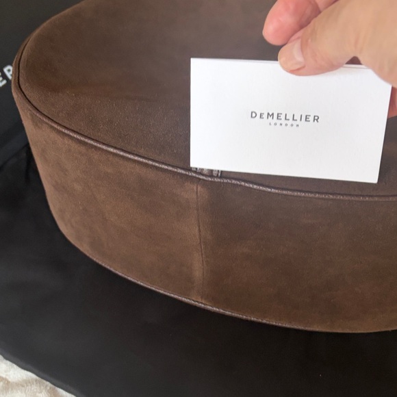 DeMellier Dark Brown Suede Hobo Shoulder Bag with Gold Padlock. Siena Hobo bag. - Picture 14 of 16